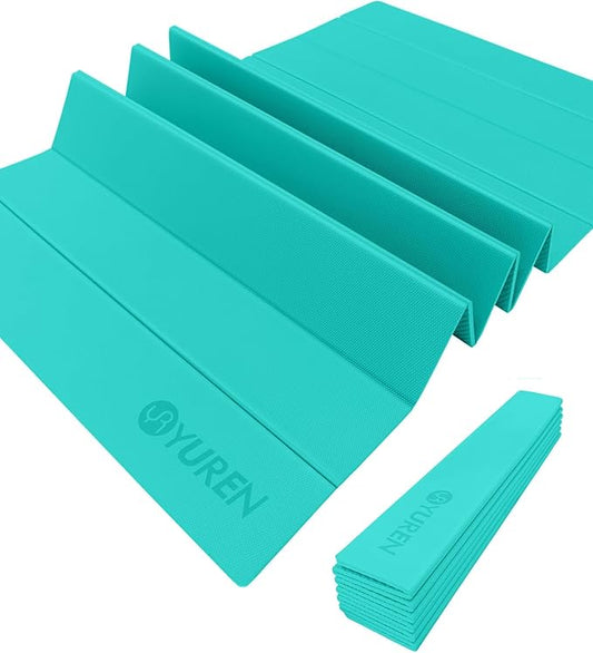 Foldable Yoga Mat 10mm Thick Wide Exercise Mat Non Slip Workout Mat for Home Gym, Travel, with Yoga Carrying Bag