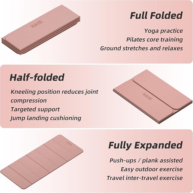 Foldable Yoga Mat, 74"Lx32"Wx1/3"Thick, Folding Exercise Mat, Non-slip Wide Pilates Mats for Home Workout/Travel, Portable Yoga Mat Thick for Yoga/Pilates/Camping/Floor Exercises