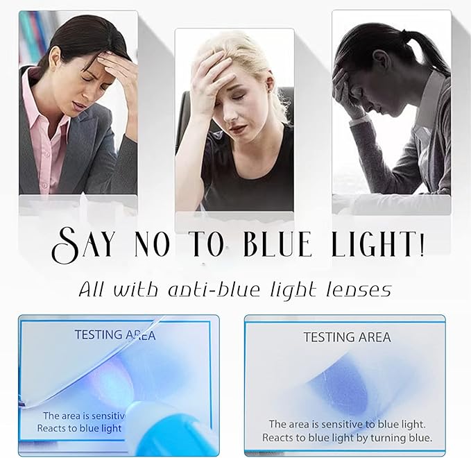Viseng 3 pairs of reading glasses, blue light blocking glasses, computer reading glasses for men and women, fashionable rectangular one-piece glasses frame+3.0