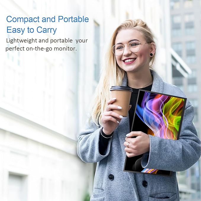 Portable Monitor, 1080P FHD 100Hz IPS Screen, 125% sRGB HDMI USB-C External Monitor for Laptop PC, Travel Second Display with Kickstand Case (18.5)