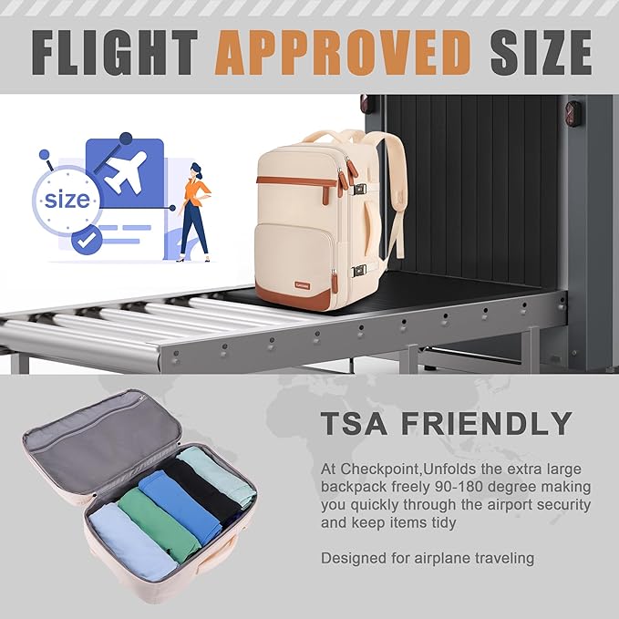 40L Travel Backpack with USB Charging Port, Water-Resistant Carry On Backpack for Men Women, Business Laptop Backpack for Trips & Commutes, Fits 15.6/17.3 Inch Laptop