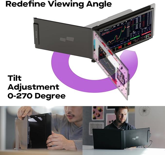 Portable Monitor for Laptops, New Mobile Pixels Duex Plus DS 13.3" FHD 1080P Laptop Screen Extender, USB C/HDMI Plug and Play Laptop Extended Monitor, Compatible with Windows/macOS/Android/Switch