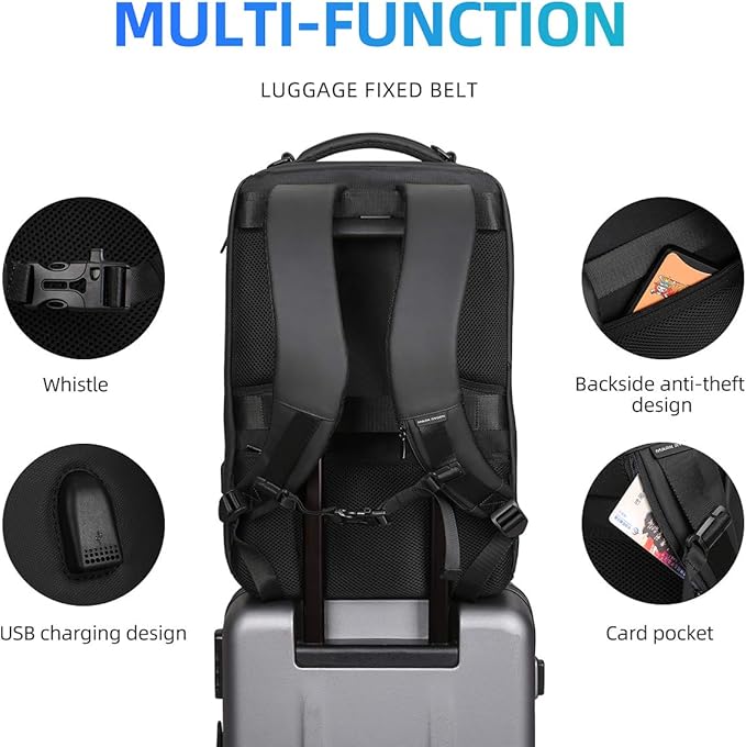 Muzee Business Backpack,Waterproof bag for Travel Flight Fits 17.3Inch Laptop With USB Charging Plug