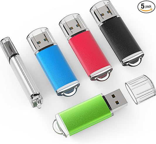 TOPESEL USB Flash Drive 5 Pack 32GB USB 3.0 Flash Drive High Speed 32gb Flash Drive Memory Stick USB Drive Thumb Drives USB Stick for PC laptops (5 Mixed Colors: Black Blue Green Red Silver)