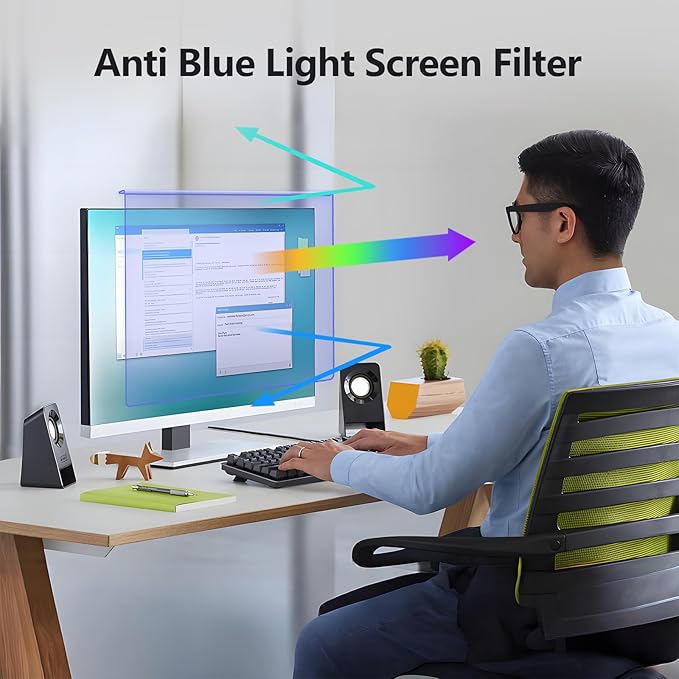Anti Blue Light Screen Protector for 20, 20.2, 21.5, 21.6, 22 Inches - 16:9 / 16:10 Aspect Ratio Computer Monitor Hanging Type Blue Light Blocking Filter Anti Scratch Eye Protection Shield for Desktop Computer(BL HT 22 Inches)