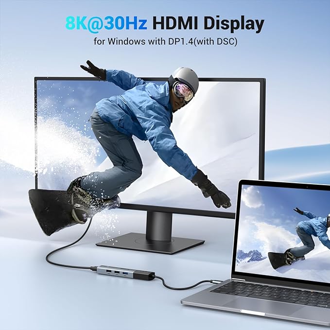 MOKiN USB C Hub, 5 in 1 USB C Multiport Adapter 8K HDMI(DP1.4 with DSC), 100W PD, 3 USB-A Data Ports, USB C Dongle for MacBook Pro/Air, iPad Pro, iMac, iPhone 15 Pro/Pro Max,XPS, Dell, Lenovo