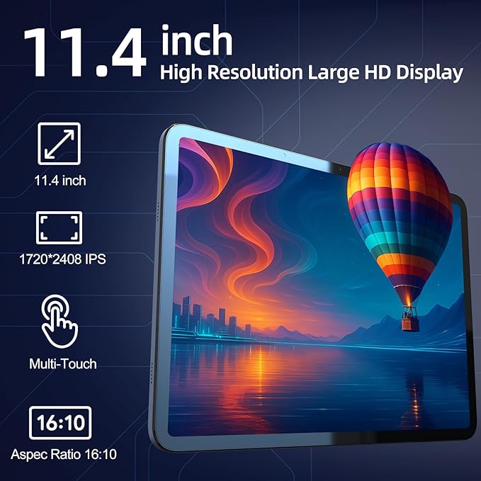 11 inch Tablet, Android 14 Tablet, Android Tablets with Case, Octa-core MTK8781, 20GB (8+12)+128GB, 2.4K HD Touchscreen, 8000mAh Large tableta with Wi-Fi 6, BT 5.2, GPS, Google Tablets for Adults