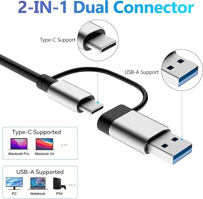 Kalawen USB C Hub USB Hub 3.0, Aluminum 8 in 1 USB Splitter with 1 x USB 3.0, 3 x USB 2.0 and 1 x USB C, SD/TF Card Reader, 3.5mm Aux Ports for MacBook/Pad Pro Laptop Devices