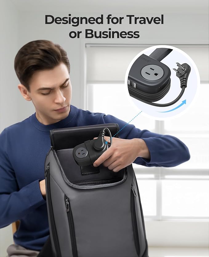 Travel Power Strip, ORICO 4 Outlets 3 USB Ports (1 USB C) with 4FT Wrapped Short Extension Cord Small Power Strip, Compact for Hotel Travel Essentials Cruise Approved-AP3