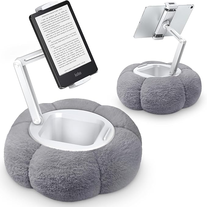 CreaDream Pumpkin Tablet Pillow Stand Holder for Kindle iPad, Adjustable Phone Pillow Stand for Lap Bed with Detachable Snack Bowl, Compatible with 4.7"-13" Tablet, iPad, iPhone, Samsung Tabs, Kindle