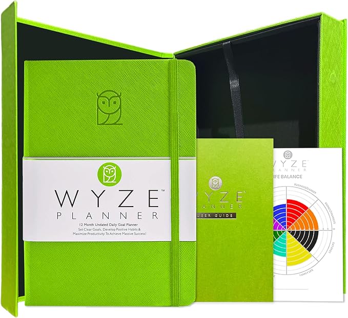 Undated Daily Planner – 1-Year B5 Productivity Organizer with Two-Page Weekly Spread, Goal Setting, Habit Tracker, Weekly & Monthly Pages – Hardcover Time Management Notebook (Lime Green)