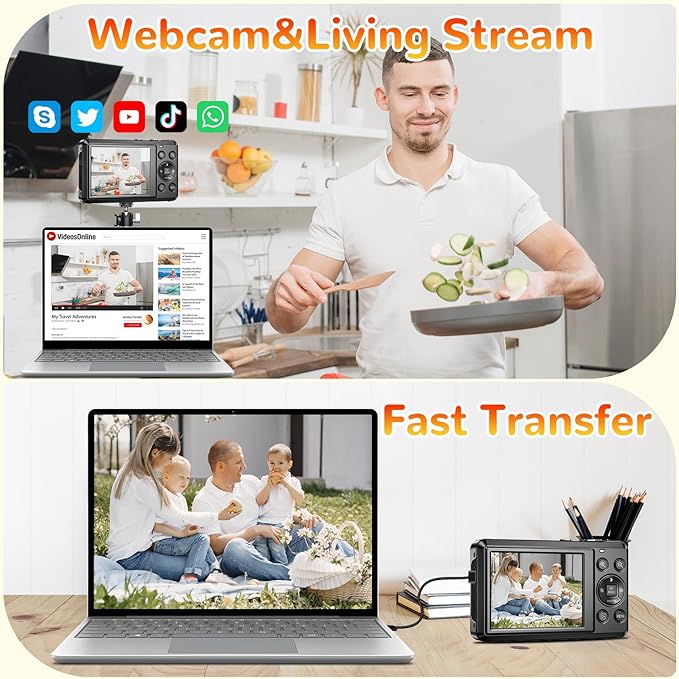 5K Digital Camera, 72MP Digital Cameras for Photography, UHD Autofocus Point and Shoot Compact Camera with Flash for Kids, Small Portable Vlogging Camera for YouTube with 2.8" Screen, 16X Zoom