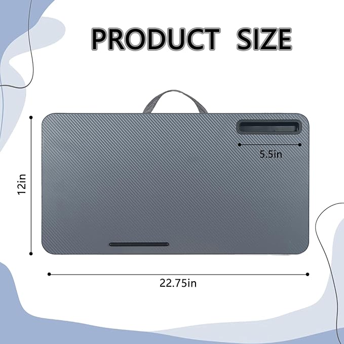 Portable Laptop Desk Fits Up to 16“ Laptops, with Tablet Slot, Built-in Cushion, Great for Home & Office,Lap Desk for Laptop,Lap Desk with Cushion (Dark Grey, Large)