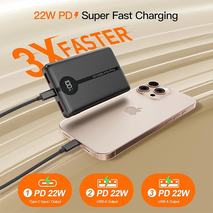 Magnetic Portable Charger, 16800mAh Wireless Power Bank, with 20W USB-C Fast Charging and LED Digital Display Magnetic Battery Pack, Compatible with iPhone 16/15/14/13/12 Full Series (2025)