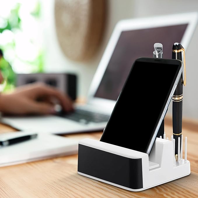 DISCOUNT PROMOS Light Up Logo Phone Stands Set of 10, Bulk Pack - Essential Smartphone Accessory, Perfect for Office and Home - White