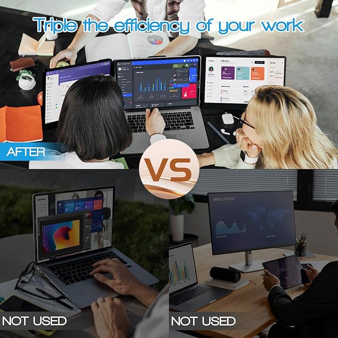 Laptop Screen Extender - 14" FHD 1080P IPS HDMI/USB-A/Type-C Portable Monitor for Laptop 13-17”Plug and Play for MacBook,Windows,Chrome,Switch