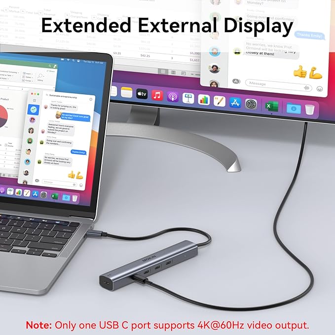 USB C Hub 10Gbps,MOKiN USB C Splitter with 4K@60Hz Video Output,100W PD Charging,Data Transfer,USB4 Multiport Dongle for MacBook Pro,iPad Pro and Type-C Devices