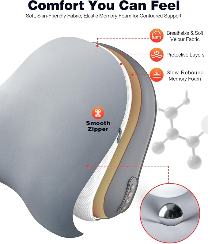 Shiatsu Back and Neck Massager with Heat – Deep Kneading Massage Pillow for Relaxation – Corded Design for Full Body Use – Gift for Loved Ones