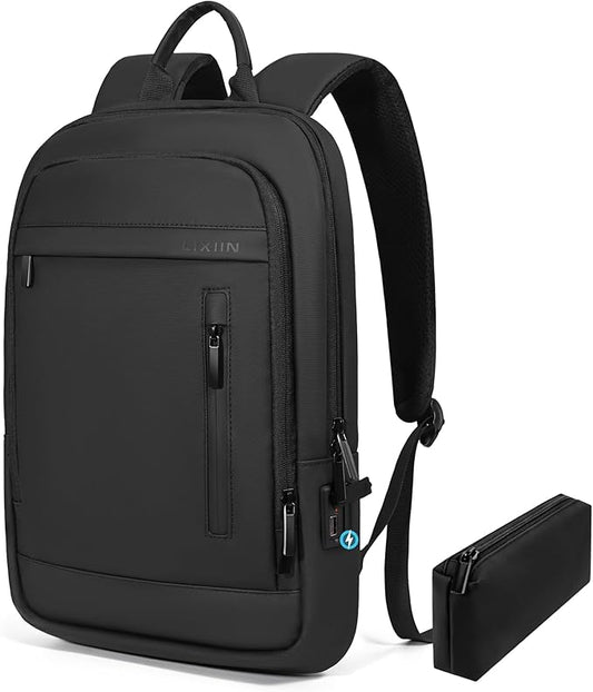 Business Backpack for Men Lightweight Commute Laptop Backpack Anti-Theft Water Resistant Backpack for 17.3 Inch Computer for Daily Office Work with Small Bag(Black)