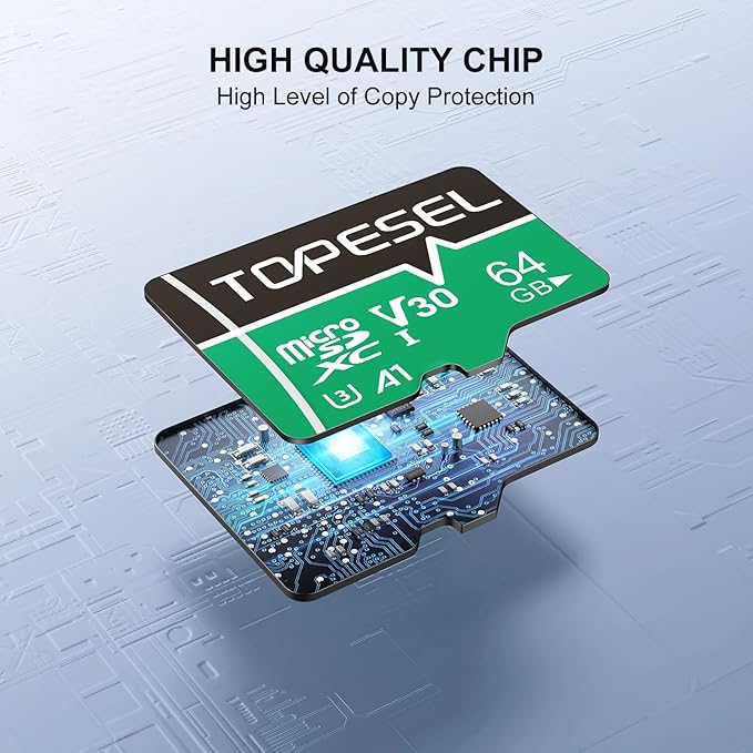 TOPESEL Micro SD Card high Speed 90mb per Second TF Card 4K Recording Memory Card with Adapter (5 Pack, 64, GB)