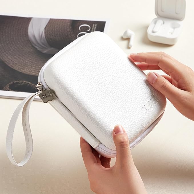 Charger Case for Macbook, Portable Tech Electronic Organizer Bag,Travel Storage Pouch for Laptop Accessories, MacBook Power Adapter, Charging Cords, USB Drives, Power Bank (White, L)