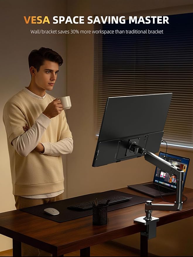 UPERFECT Portable Monitor 23.8” 180HZ, 2.5K Gaming Monitor, 500 Nits 24" Large Monitor with 0.1MS FreeSync, USB-C & HDMI, VESA & Kickstand, QHD IPS, Second Screen for Laptop, Computer, Game Consoles