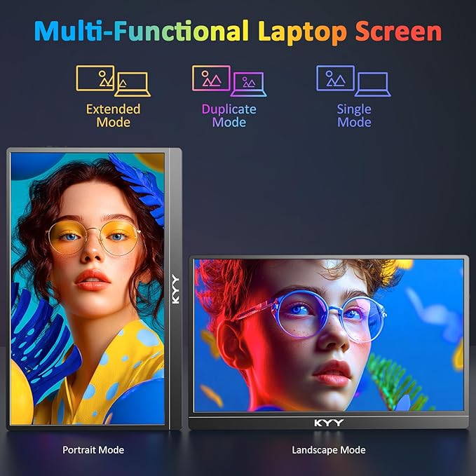 KYY 4K Portable Monitor for Laptop, 15.6'' Computer Screen Extender UHD 3840x2160,100% sRGB, 400 Nits, IPS Travel Monitor w/Speakers & Smart Cover for Laptop Xbox PS5 Switch PC Phone, VESA Compatible