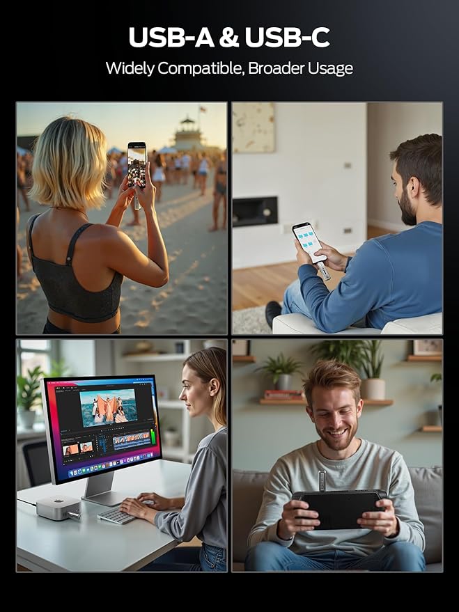 MOVE SPEED 2TB External SSD, 2100MB/s TLC Reliable Transfer Portable SSD with USB 3.2 Gen2x2 + Type C, Cool USB Drive for Phone/Windows/Mac (SP20)