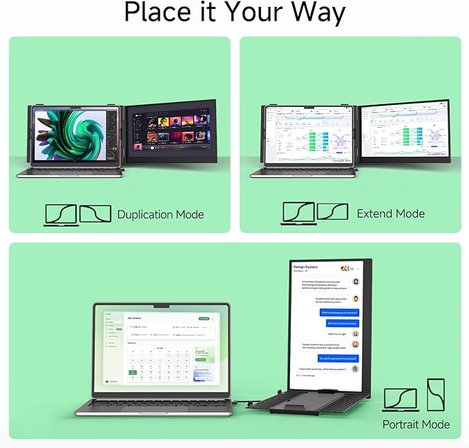 Laptop Screen Extender - 14” Ultra Thin and Light Travel Monitor for Laptop FHD 1080P Portable Second Monitor IPS Screen Display Plug & Play for Mac Windows Android iOS