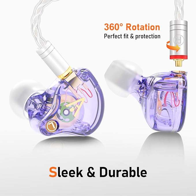 Vibes 202 Wired Earbuds - HiFi in Ear Monitor Headphones – Professional Noise-Isolating Ear Buds - Clear Sound, Deep Bass & Comfort-Fit IEM Earphones - MMCX to 3.5mm, Silver Plated Cord, Carrying Case