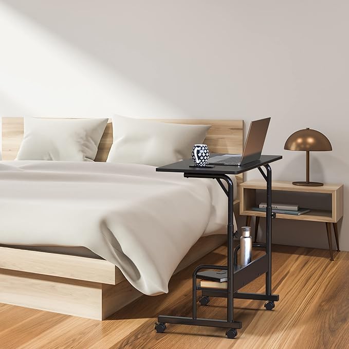 SHW 30.5" to 40.5" Height Adjustable Mobile Standing Desk Laptop Workstation for Walking Pad Treadmill, Black