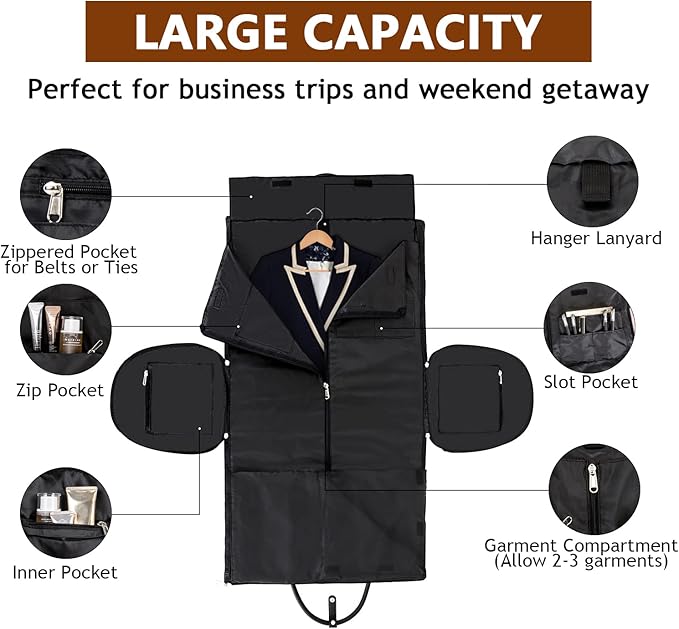 Garment Bag for Travel Convertible Carry On Garment Bag Large Travel Duffel Bags for Women 2 in 1 Hanging Suitcase Suit Travel Bags for Women & Men 3pcs Set