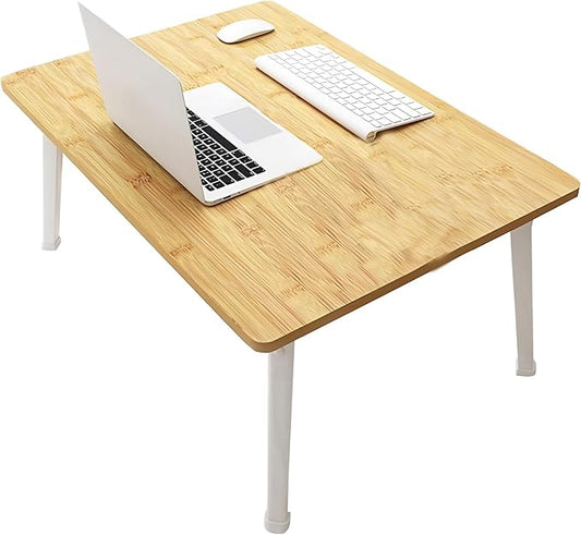 Folding Lap Desk for Bed, 23.6 Inch Portable Laptop Stand for Couch, Bed & Floor | Bed Tray Table for Eating, Writing, Reading | Foldable Sturdy Laptop Desk for Adults, Bamboo
