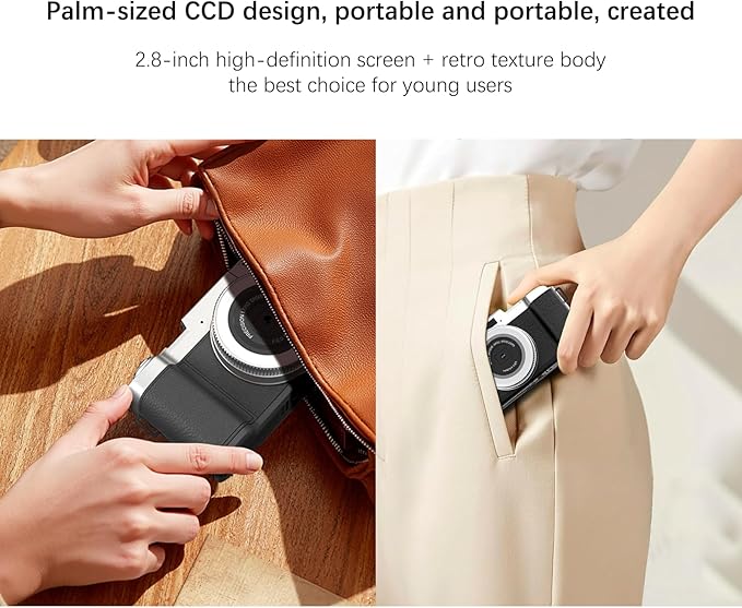 4K Digital Camera for Photography, 48MP Vlogging Camera for YouTube 2.8" 180° Flip Screen 18X Digital Zoom Compact Travel Cameras with 64GB SD Card & Card Reader,Mini Tripod,2 Batteries