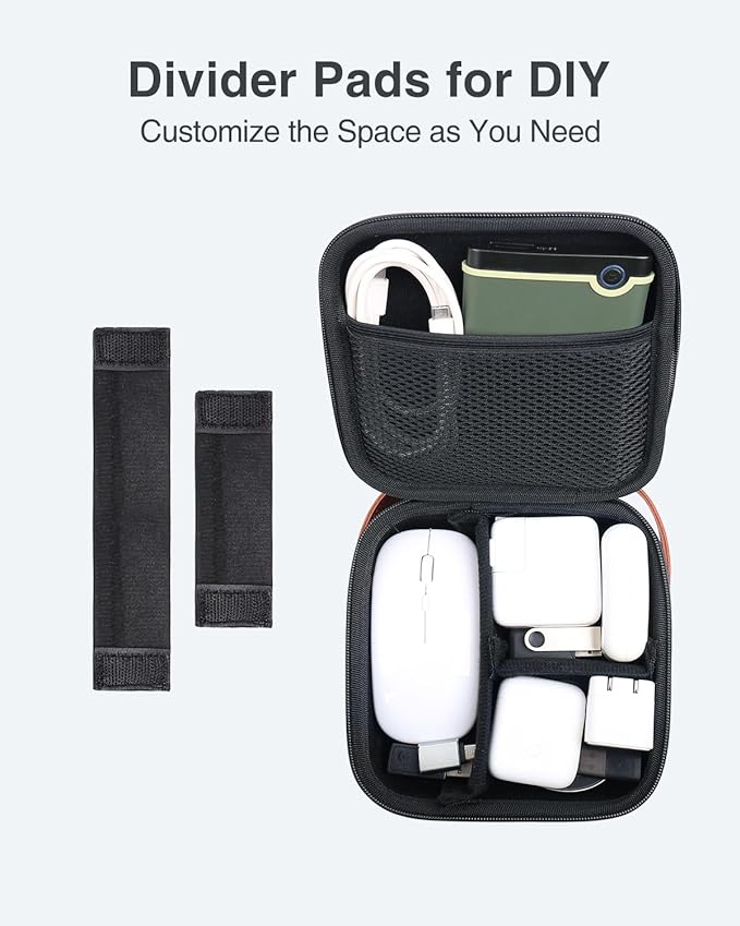 Luxtude Electronic Organizer Travel Case, Small Charger Organizer, Hard Tech Bag, Portable Tech Organizers, Cord & Cable Storage, Compact Electronics Cases for Mouse/SD Card/Cords/Chargers