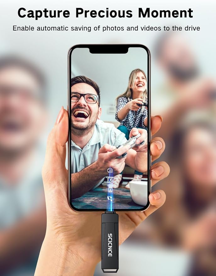 SCICNCE 256GB Flash Drive Intended for iPhone, USB Memory Stick Storage Backup for Photos Videos, Plug and Play No APP Required, Compatible with iPhone iPad Android and Computers (Metal Gray)