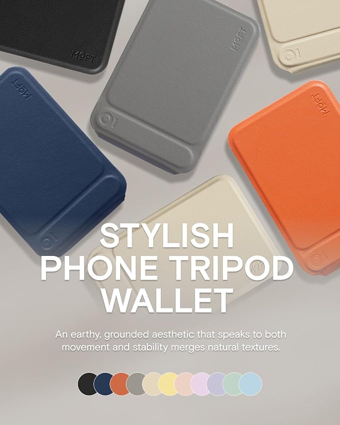 MOFT Phone Tripod Wallet for iPhone, Mulit-Angles, Lightweight & Portable Phone Stand, MOVAS Vegan Leather Magnetic Wallet, Strong Magnets, NFC Card Holder,Travel Essential, Sunrise (with Card Slot)