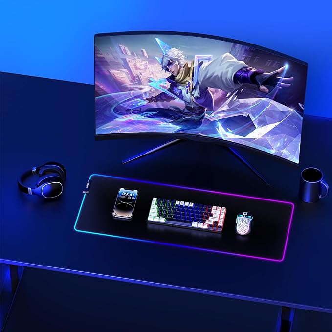 RedThunder K84 Wireless Keyboard and Mouse Combo, Rainbow Backlit Rechargeable Battery, 75% Layout TKL Ultra Compact Gaming Keyboard & Lightweight 3200 DPI Honeycomb Optical Mouse (Black-White)