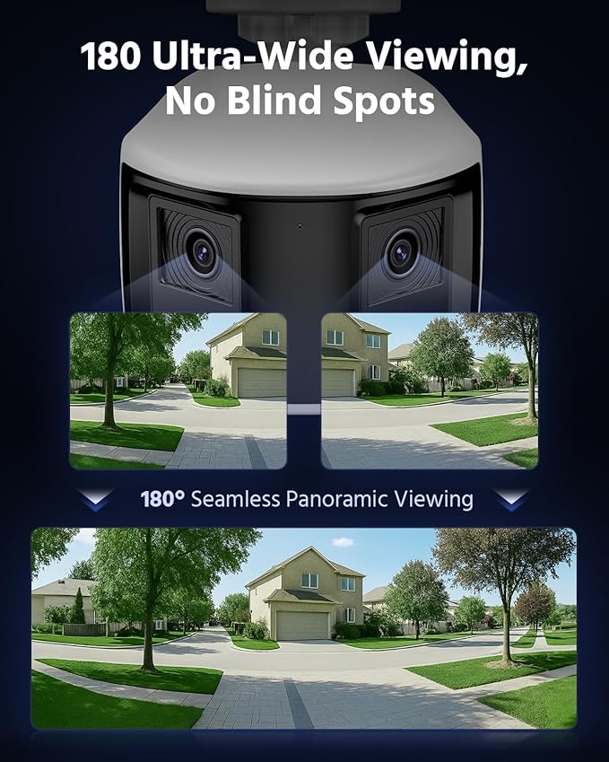 ANNKE FCD800 4K 8MP Dual Lens PoE Security Camera, 180°Panoramic View, Smart Dual Light Color Night Vision, Two-Way Audio, Light&Sound Alarm, AI Human/Vehicle Motion Detection, IP67 Weatherproof