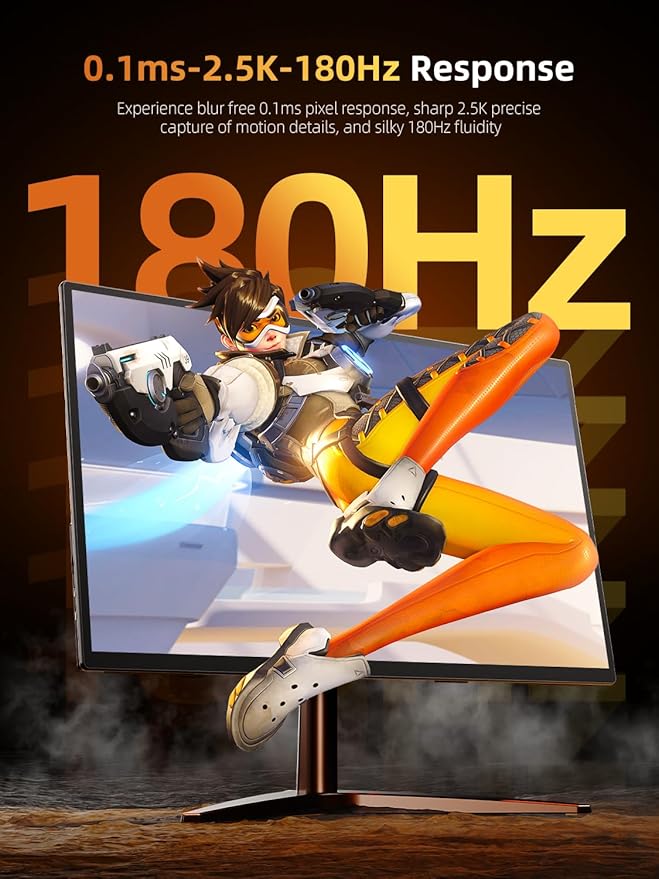 UPERFECT Portable Monitor 23.8” 180HZ, 2.5K Gaming Monitor, 500 Nits 24" Large Monitor with 0.1MS FreeSync, USB-C & HDMI, VESA & Kickstand, QHD IPS, Second Screen for Laptop, Computer, Game Consoles