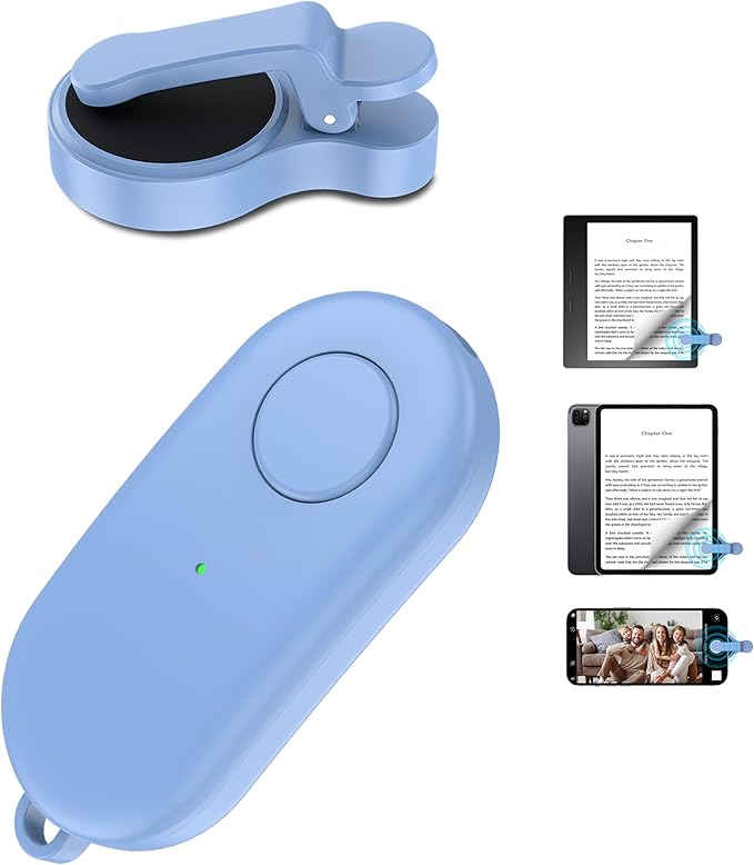 Remote Control Page Turner for Kindle Paperwhite Oasis Kobo eReaders,Kindle Clicker Page Turner Accessories for iPhone,iPad, Android Tablets Reading Novels,Video Record&Shutter Selfie (Blue)