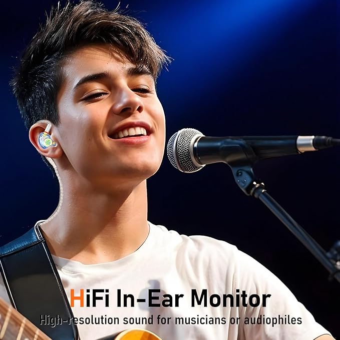 Vibes 202M Wired Earbuds - HiFi in Ear Monitor Headphones - Noise-Isolating Ear Buds w/ Mic - Clear Sound, Deep Bass & Comfort-Fit Gaming Earphones - MMCX to 3.5mm & Silver Plated Cord, Carrying Case