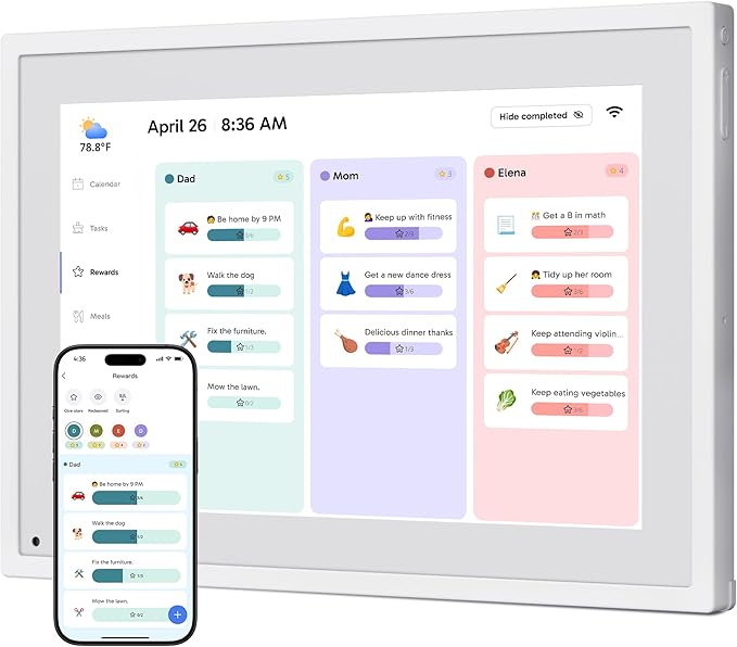 Digital Calendar Touch Screen 10 Inch, Electronic Calendar Chore Chart for Family Monthly/Weekly/Daily Planner, Smart Calendar for Home Organization, Desk Mount and APP Control
