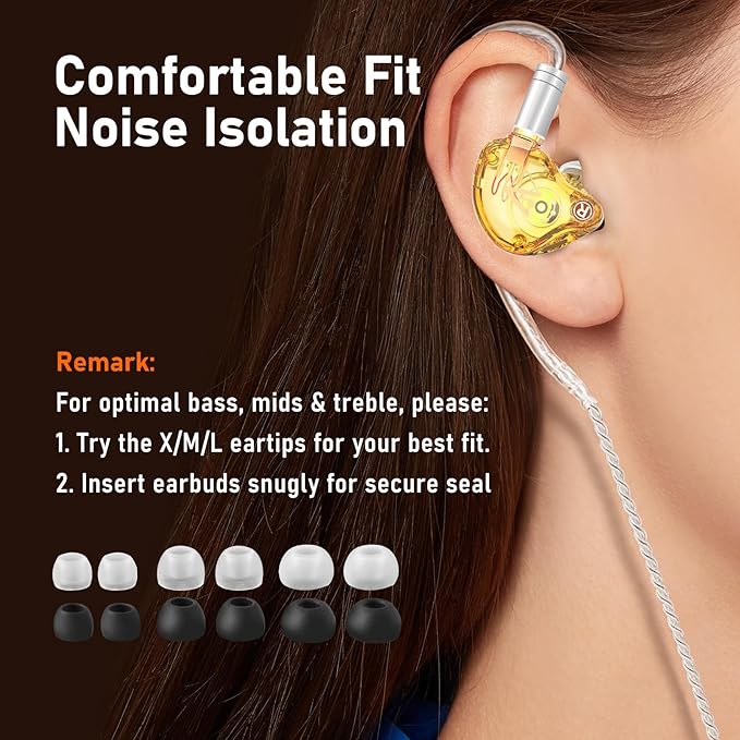 Vibes 202 Wired Earbuds - HiFi in Ear Monitor Headphones – Professional Noise-Isolating Ear Buds - Clear Sound, Deep Bass & Comfort-Fit IEM Earphones - MMCX to 3.5mm, Silver Plated Cord, Carrying Case