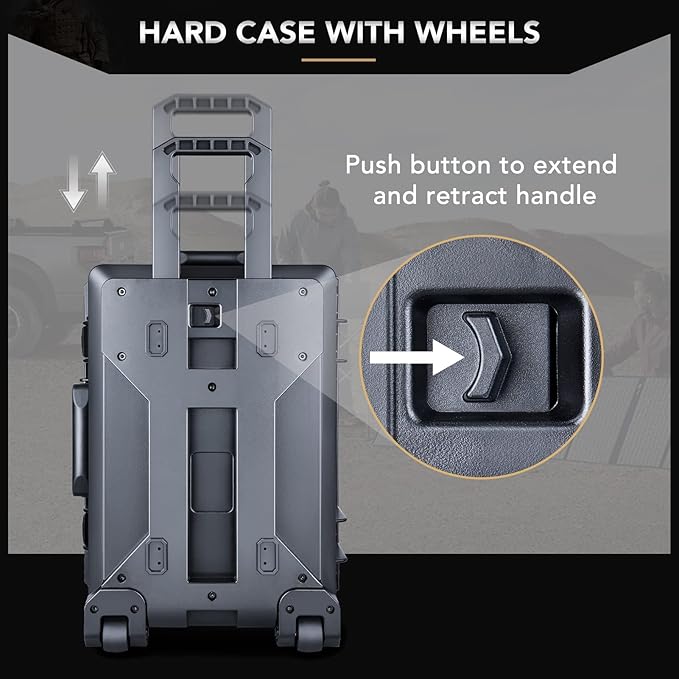 Lykus HC-5220 Waterproof Hard Case with Wheels and Customizable Foam, Interior Size 20.5x14.2x9.7 inch, Suitable for camera, lens, drone, mic, flashlight, projector, electronics, tools, and more