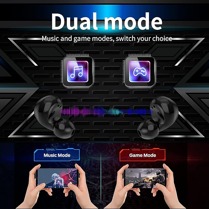 Ture Wireless Earbuds Gaming Bluetooth Earbud Touch Control in-Ear Headphones with Charging Case Noise Reduction 36H Playtime Kids Earphones,No Delay Sports Earbuds