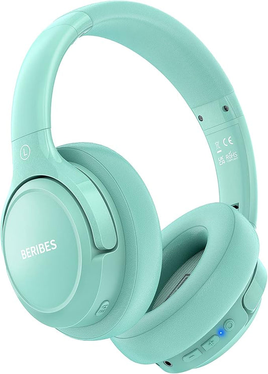 BERIBES Bluetooth Headphones Over Ear, 65H Playtime and 6 EQ Music Modes Wireless Headphones with Microphone, HiFi Stereo Foldable Lightweight Headsets, Deep Bass for Home Office Cellphone PC Ect.