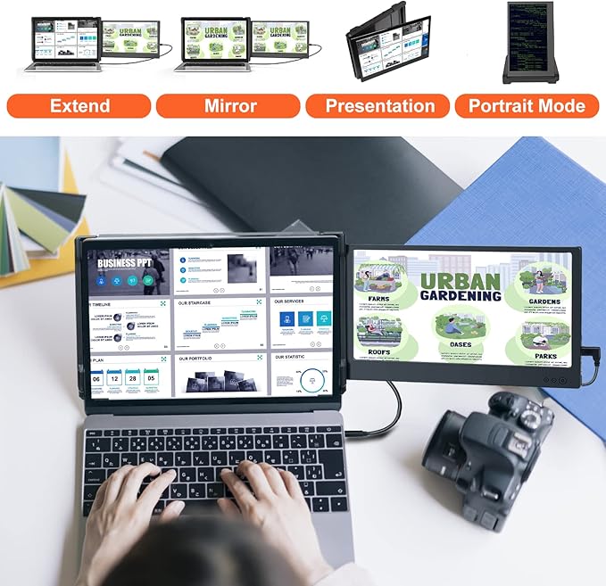 KEFEYA Laptop Screen Extender, Portable Monitor for Laptop 12" Full HD IPS Display, Dual Monitor Extender Compatible with 13-16 Inch Windows, Chrome & Mac