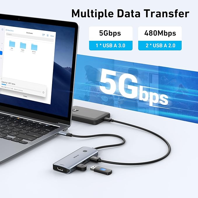 Docking Station USB C to Dual HDMI Adapter, MOKiN USB C Hub Du al HD MI Monitors for Windows,US B C Adapter with Dual HDMI,3 USB Port,PD Compatible for Dell XPS 13/15, Lenovo Yoga,etc