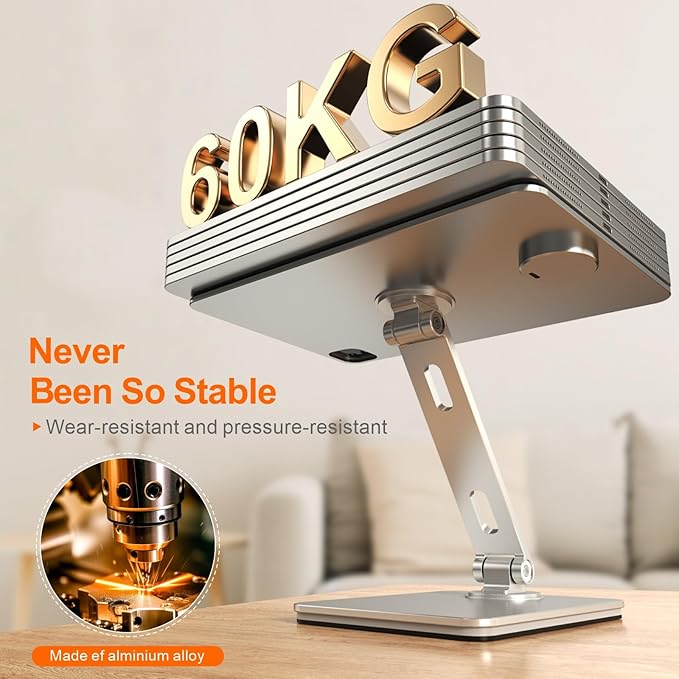 Magnetic Charging Stand for iPad Pro 11, Aluminum Foldable Charger Stand with 360° Rotation, USB-C Fast Wireless Charger Station for iPad, Holder Mount for Office (Rechargeable Version)